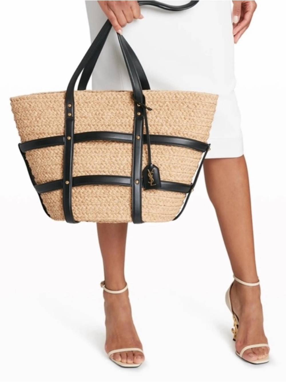 YSL rafia caged tote - new, never used. - Picture 1 of 13